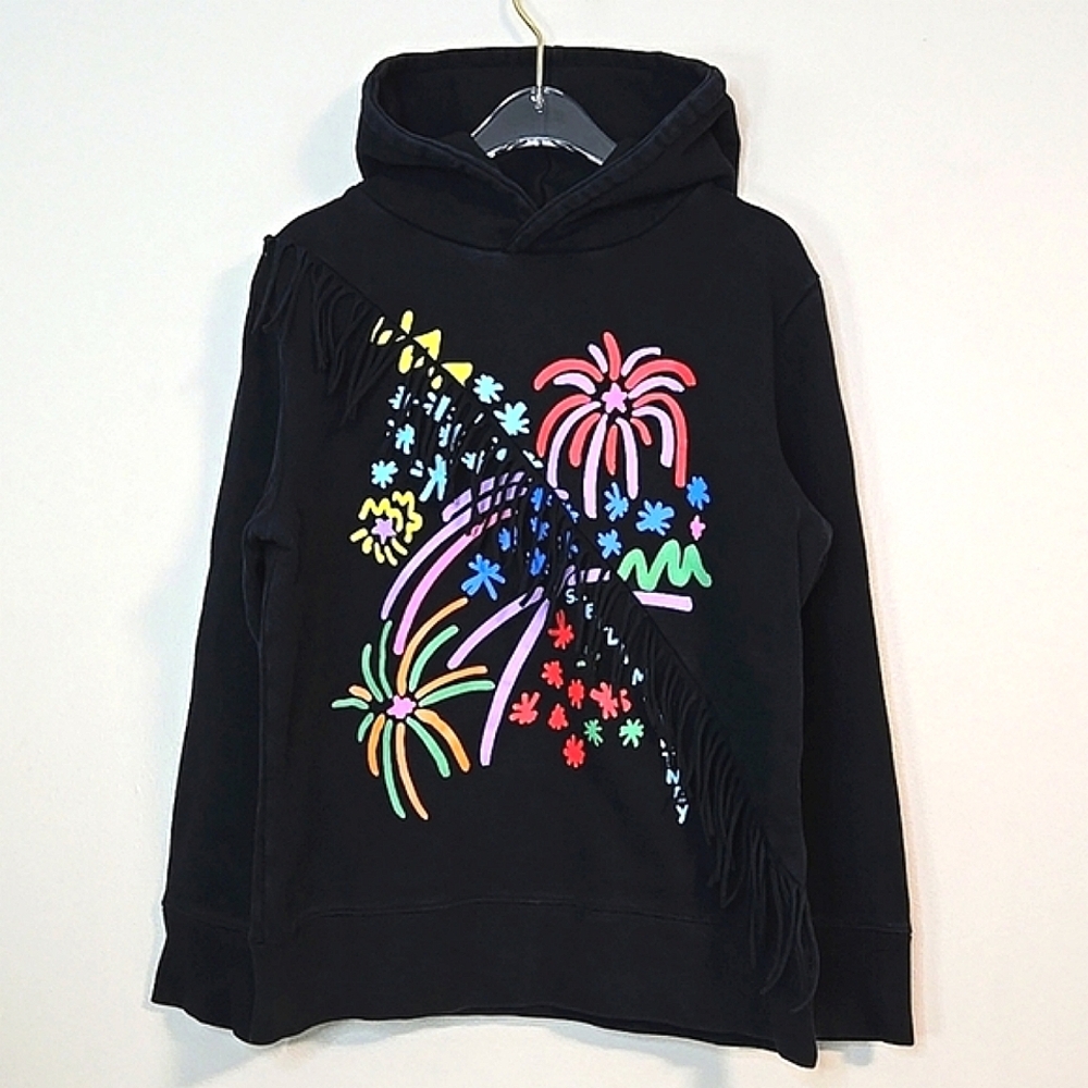 Stella McCartney Black Fireworks Hoodie W/ Fringe, Size 6-8 ~ VGUC